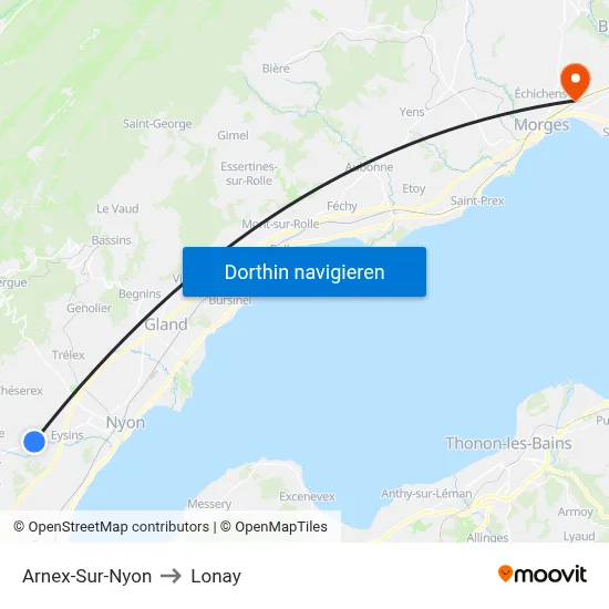 Arnex-Sur-Nyon to Lonay map