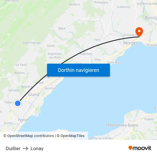 Duillier to Lonay map