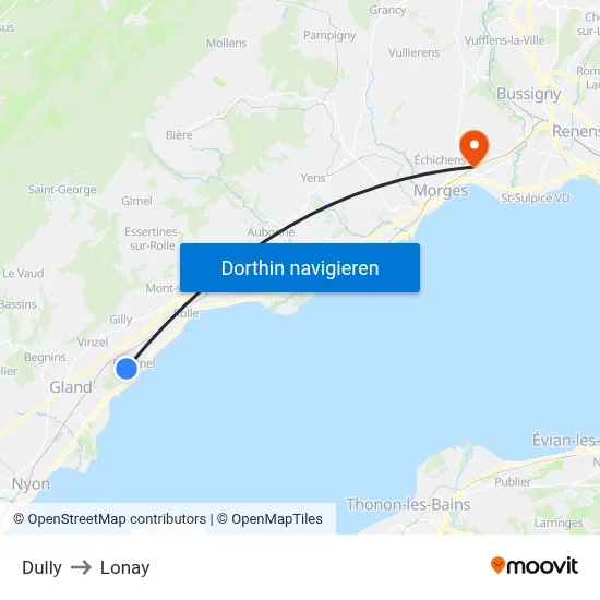 Dully to Lonay map