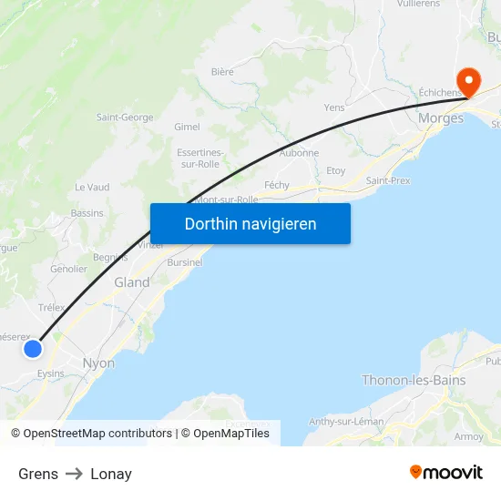 Grens to Lonay map