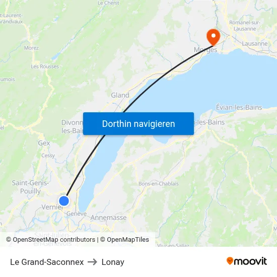 Le Grand-Saconnex to Lonay map
