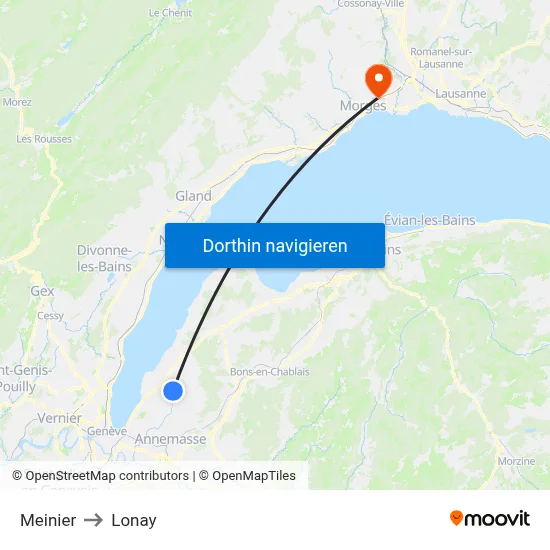 Meinier to Lonay map