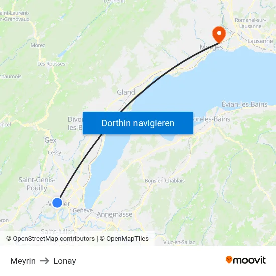Meyrin to Lonay map