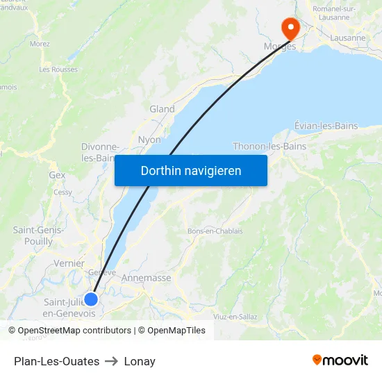 Plan-Les-Ouates to Lonay map