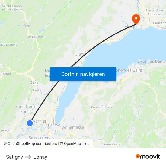 Satigny to Lonay map