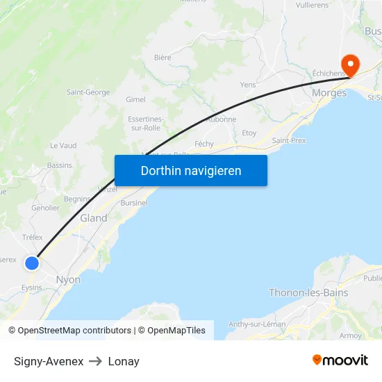 Signy-Avenex to Lonay map