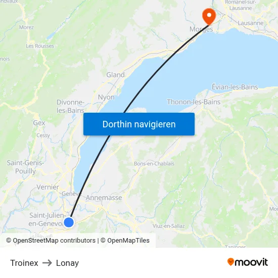 Troinex to Lonay map