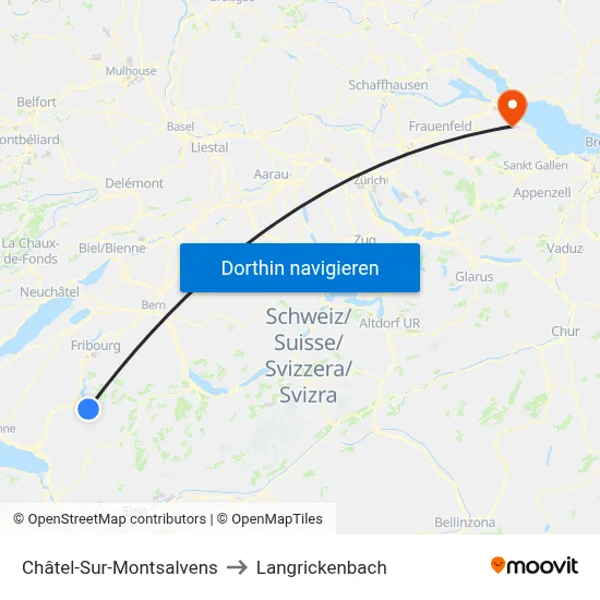 Châtel-Sur-Montsalvens to Langrickenbach map