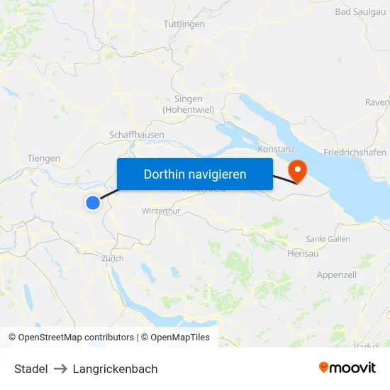 Stadel to Langrickenbach map