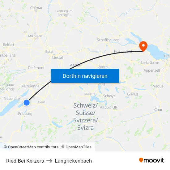 Ried Bei Kerzers to Langrickenbach map