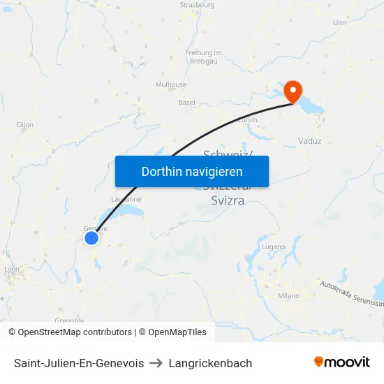 Saint-Julien-En-Genevois to Langrickenbach map