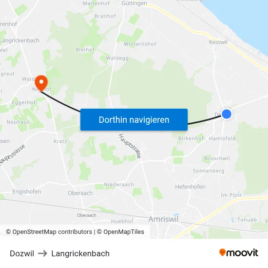Dozwil to Langrickenbach map