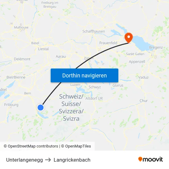 Unterlangenegg to Langrickenbach map