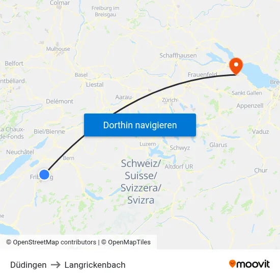Düdingen to Langrickenbach map