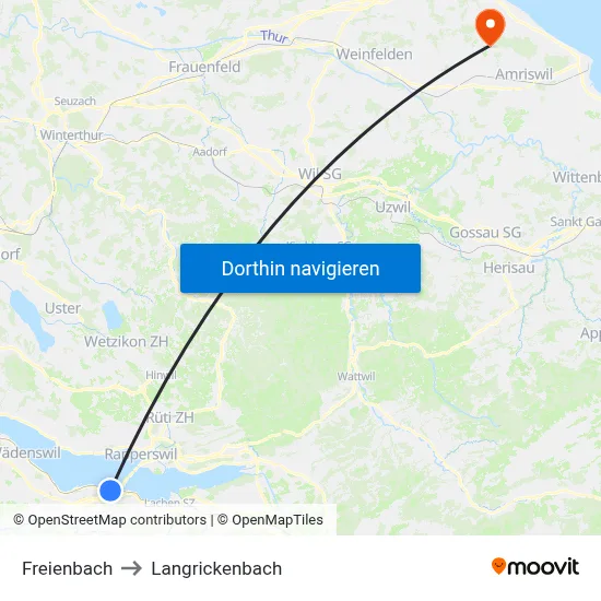 Freienbach to Langrickenbach map