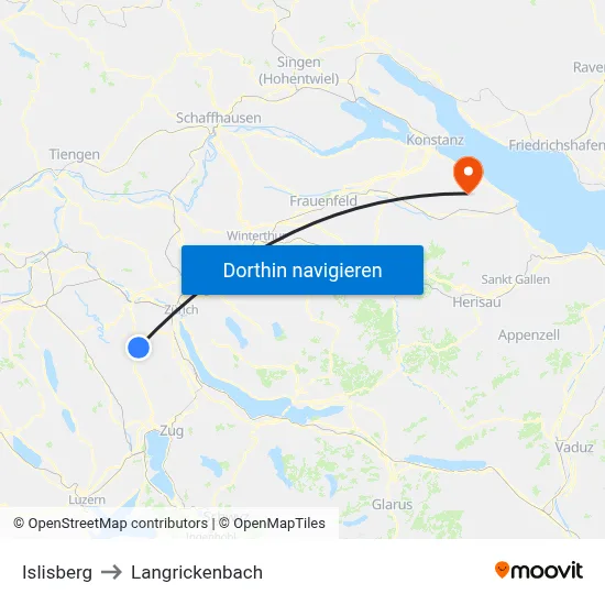 Islisberg to Langrickenbach map