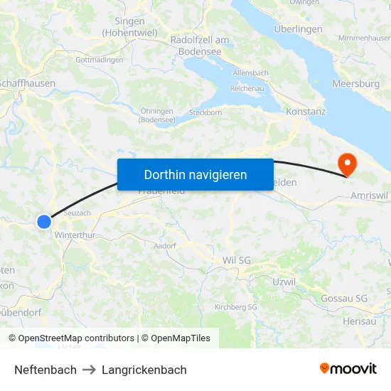 Neftenbach to Langrickenbach map