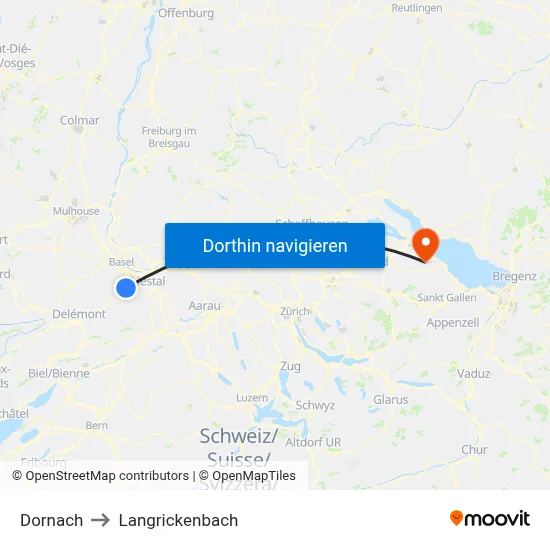 Dornach to Langrickenbach map