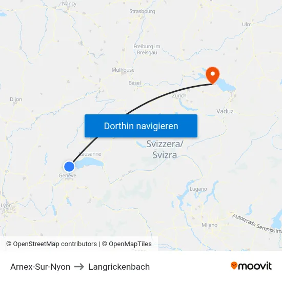 Arnex-Sur-Nyon to Langrickenbach map