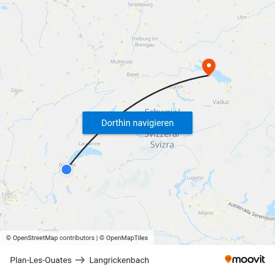 Plan-Les-Ouates to Langrickenbach map