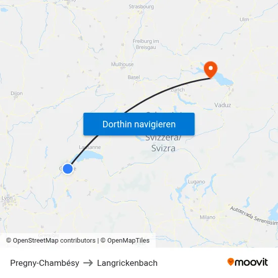 Pregny-Chambésy to Langrickenbach map