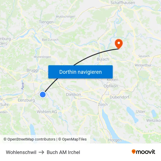 Wohlenschwil to Buch AM Irchel map