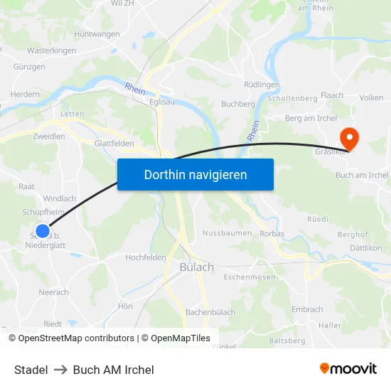 Stadel to Buch AM Irchel map