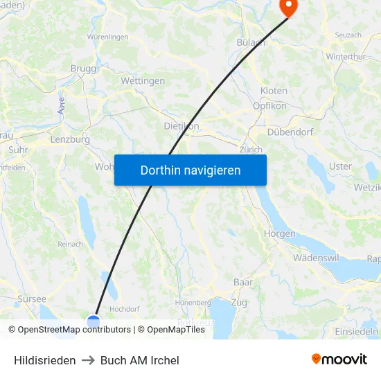 Hildisrieden to Buch AM Irchel map