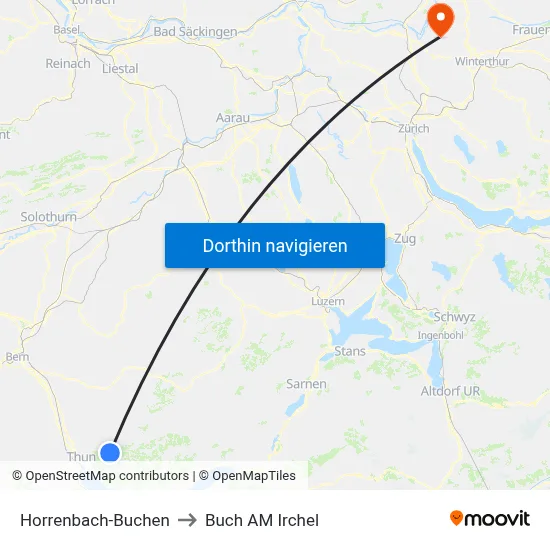 Horrenbach-Buchen to Buch AM Irchel map