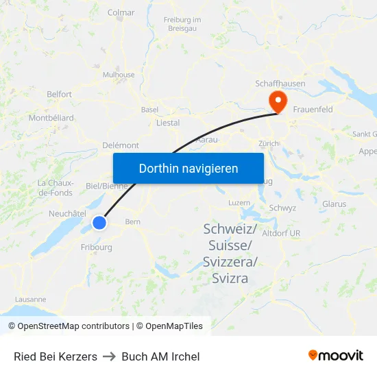 Ried Bei Kerzers to Buch AM Irchel map