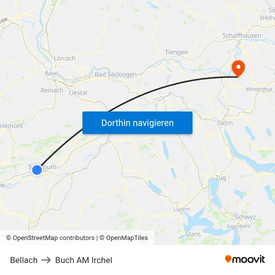 Bellach to Buch AM Irchel map