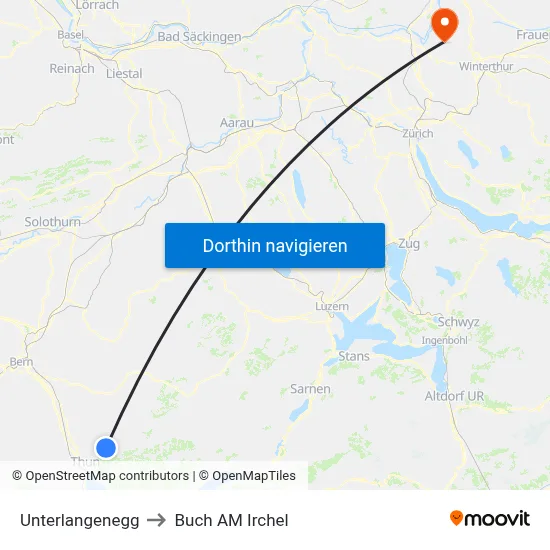 Unterlangenegg to Buch AM Irchel map