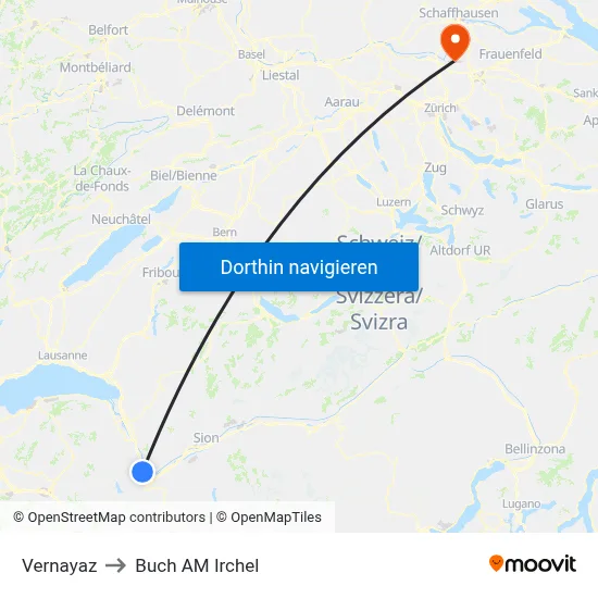 Vernayaz to Buch AM Irchel map
