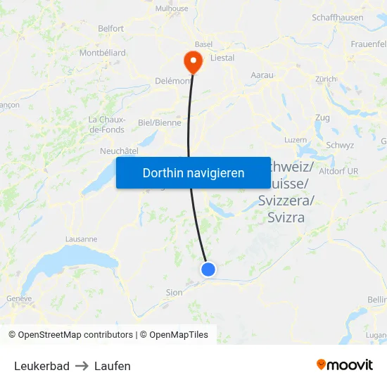 Leukerbad to Laufen map