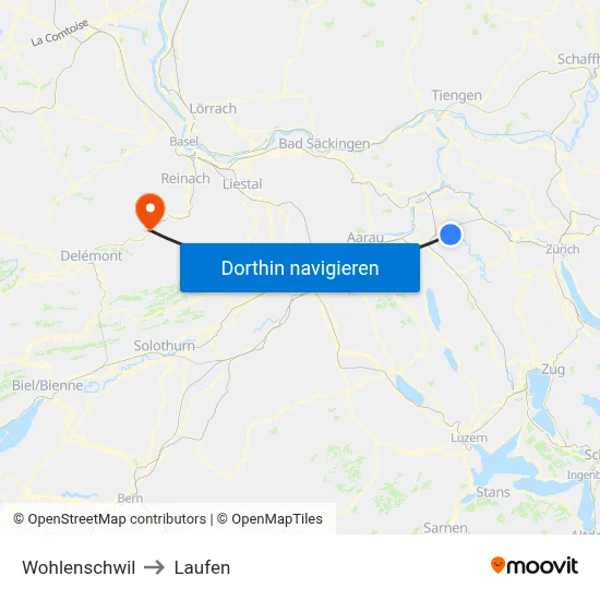 Wohlenschwil to Laufen map