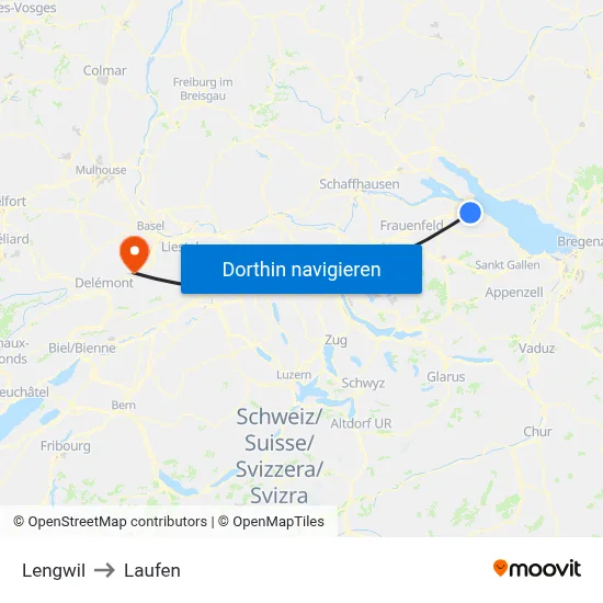 Lengwil to Laufen map