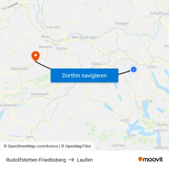 Rudolfstetten-Friedlisberg to Laufen map
