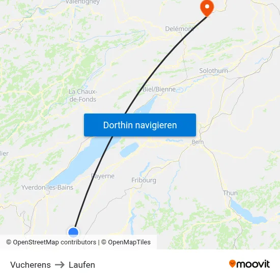 Vucherens to Laufen map