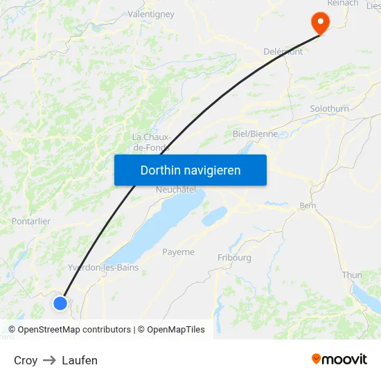 Croy to Laufen map