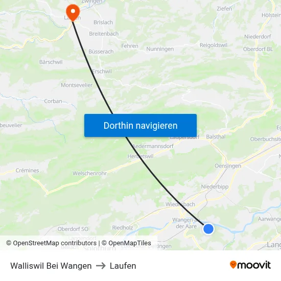 Walliswil Bei Wangen to Laufen map