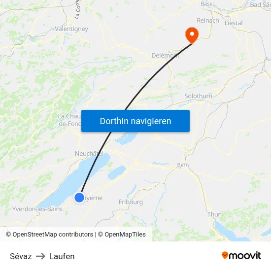 Sévaz to Laufen map