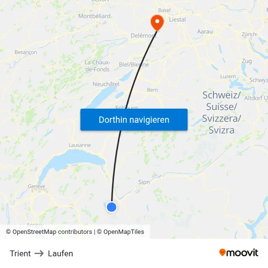 Trient to Laufen map