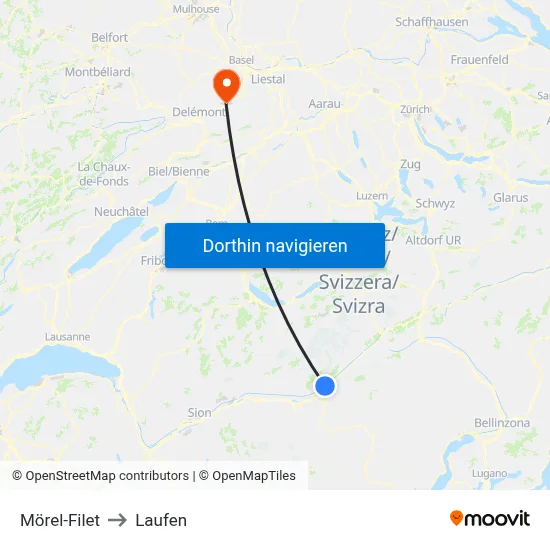 Mörel-Filet to Laufen map
