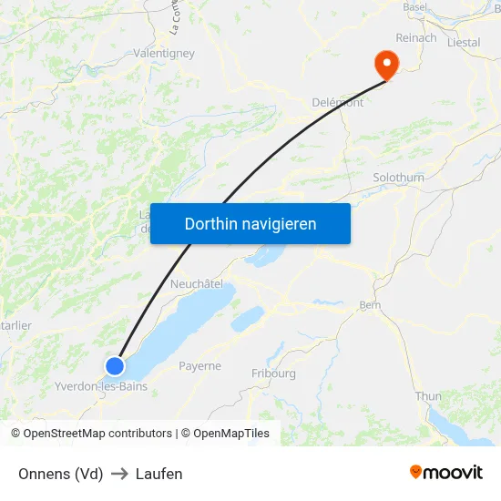 Onnens (Vd) to Laufen map