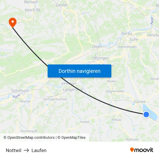 Nottwil to Laufen map