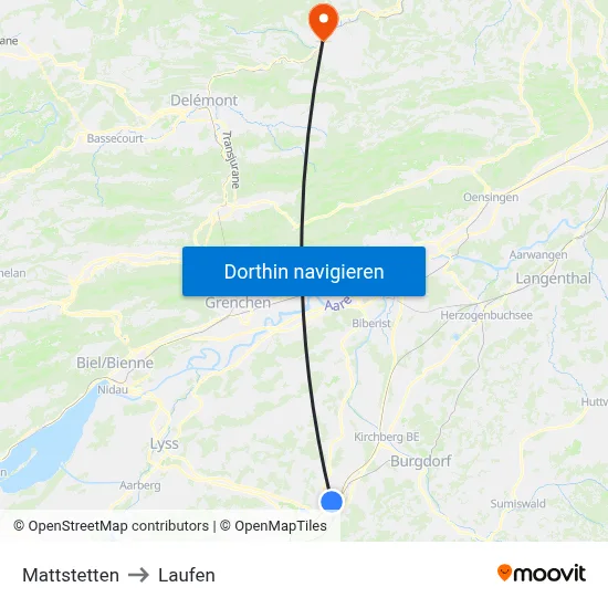 Mattstetten to Laufen map