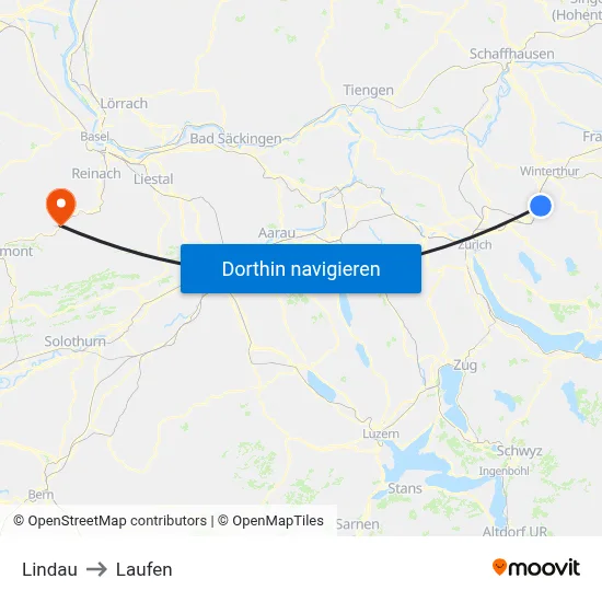 Lindau to Laufen map
