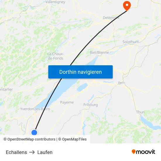 Echallens to Laufen map