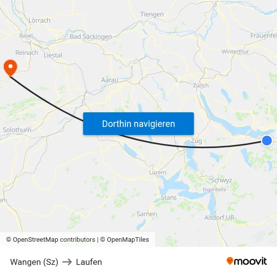 Wangen (Sz) to Laufen map