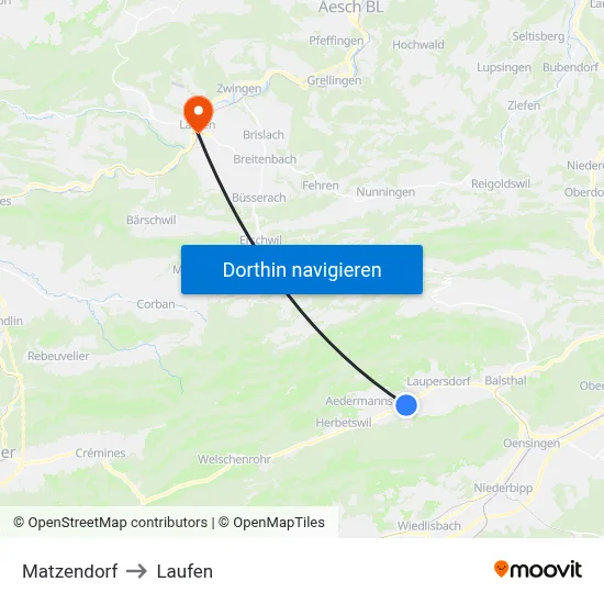 Matzendorf to Laufen map